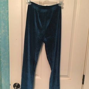 Teal velvet patterned leggings